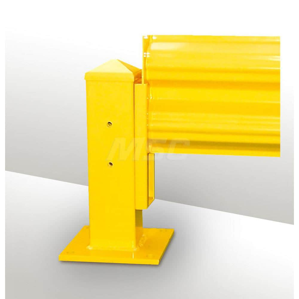 Traffic Guard Rail Mount Post: 18" High, Rail Mount, Steel, Yellow