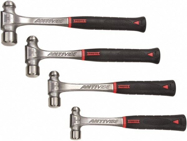 4 Piece, 1/2, 3/4, 1, 1-1/2 Lb Head Weight, Forged Steel, Ball Pein Hammer Set