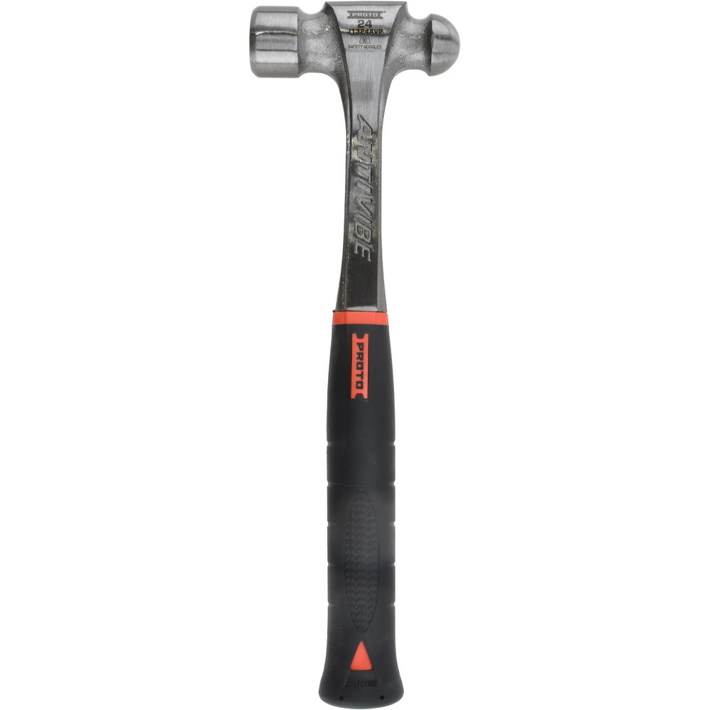 Ball Pein Hammer: 24.00 oz Head, Steel - 13-13/16" OAL, Steel Handle