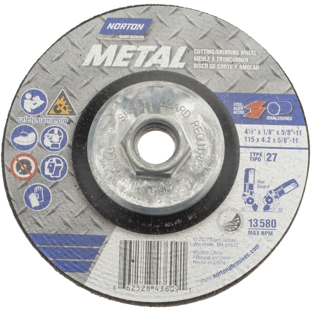 【i-ron】 Norton - Depressed-Center Wheel: Type 27, 4-1/2