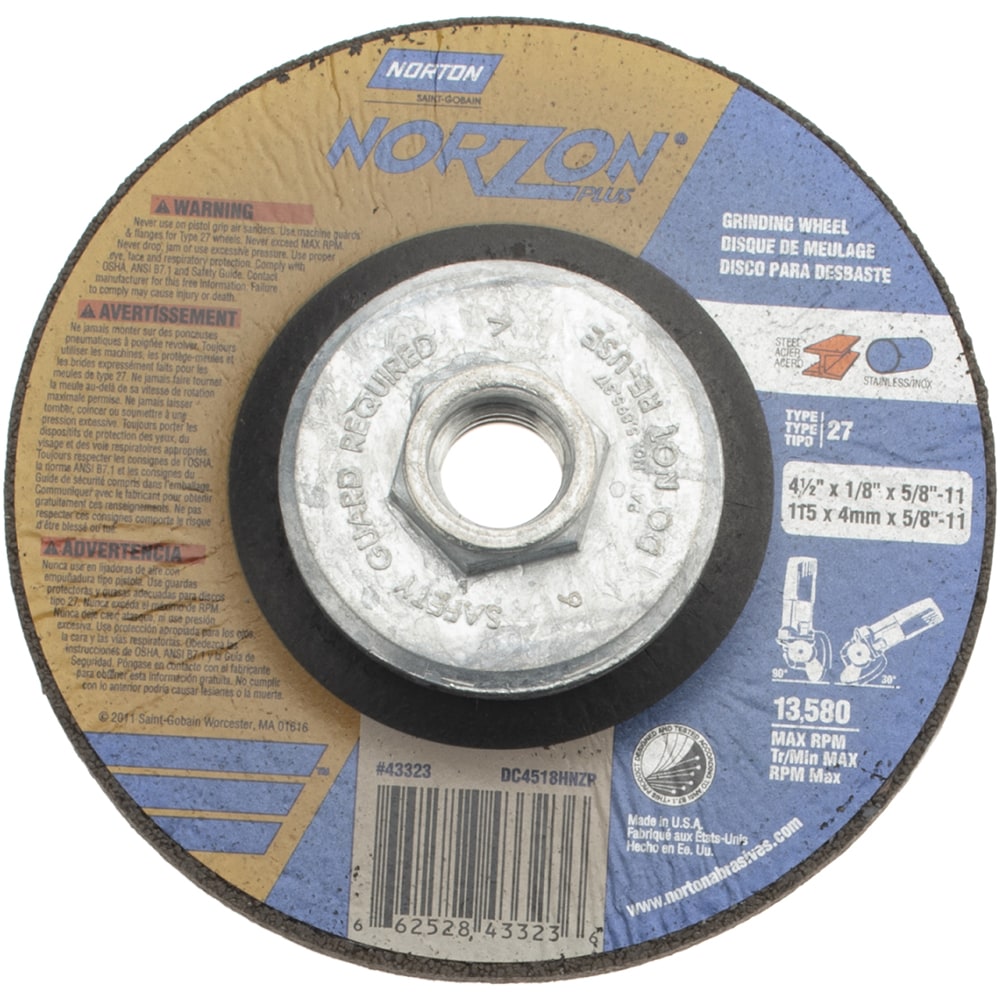 Norton Depressed Center Wheel Type 27 4 1 2 Dia Ceramic