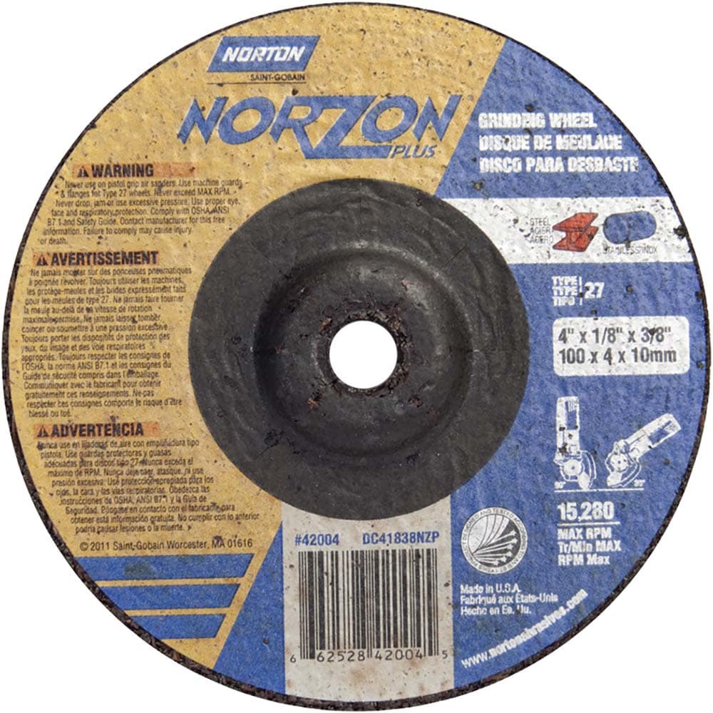 Depressed Center Wheel: Type 27, 4" Dia, Ceramic