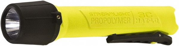 Handheld Flashlight: LED, 18 hr Max Run Time - 1 Light Modes, Plastic, Yellow