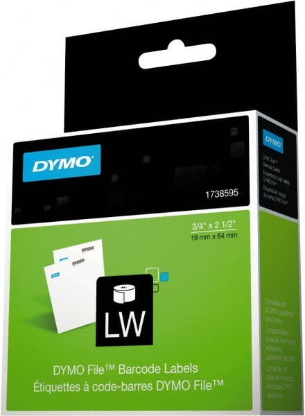 Dymo 1738595 Label Maker Label: White, 2-1/2" OAL, 3/4" OAW, 450 per Roll, 1 Roll 