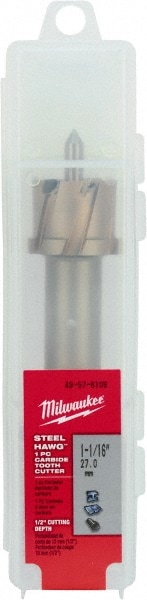 Milwaukee Tool 49-57-8106 Annular Cutter: 1-1/16" Dia, 1/2" Depth of Cut, Carbide Tipped Image