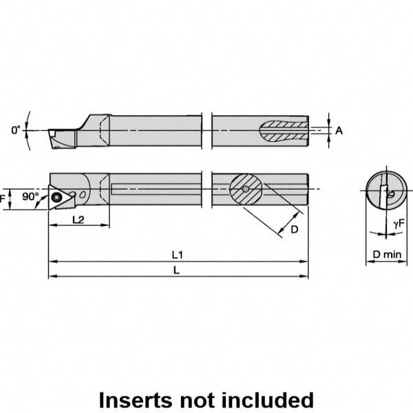 Kennametal - Indexable Boring Bar: L08KSTFPR09, 11 mm Min Bore Dia ...