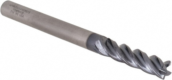 Kennametal 4047729 Corner Radius End Mill: 1/4" Dia, 1" LOC, 0.015" Radius, 4 Flutes, Solid Carbide Image