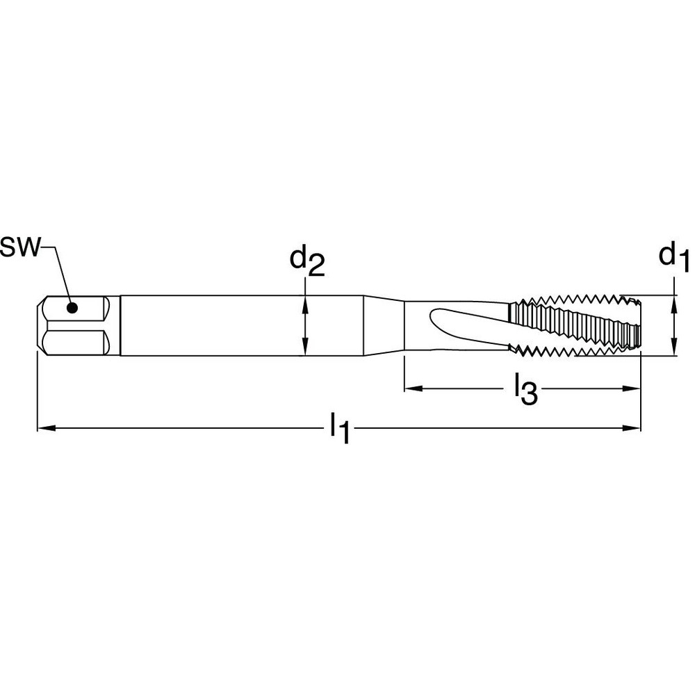 Guhring Spiral Flute Tap M8x1.25 Metric, 3 Flutes, Modified