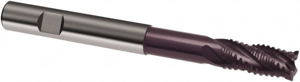 38 mm Length SGS 49264 17M 2 Flute Square End Stub Length End Mill 4 mm Cutting Length 3 mm Shank Diameter 2 mm Cutting Diameter Titanium Nitride Coating
