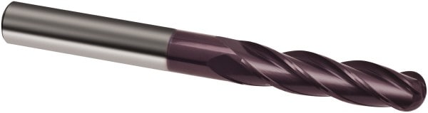 Guhring 9031660127000 Ball End Mill: 0.5" Dia, 3" LOC, 4 Flute, Solid Carbide Image