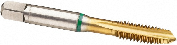 Spiral Point Tap: 1/4-28, UNC, 3 Flutes, Plug, H7, Cobalt, TiN Finish