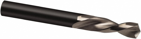 Guhring 0.3480315" 130° Parabolic Flute High Speed Steel Screw Machine Drill Bit - Bright Finish, Left Hand Cut, 40mm Flute Length, 84mm OAL, Cone
