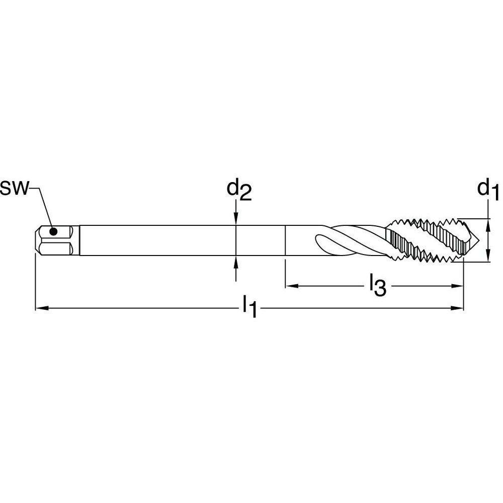 Guhring Spiral Flute Tap M12x1.50 Metric Fine, 3 Flutes, Bottoming