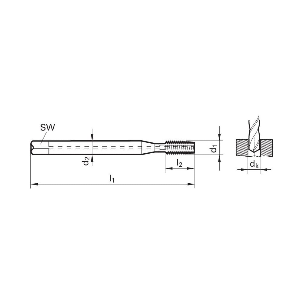 Guhring - Spiral Point Tap: M8x1.25 Thread, Metric, 4 Flutes, Modified ...