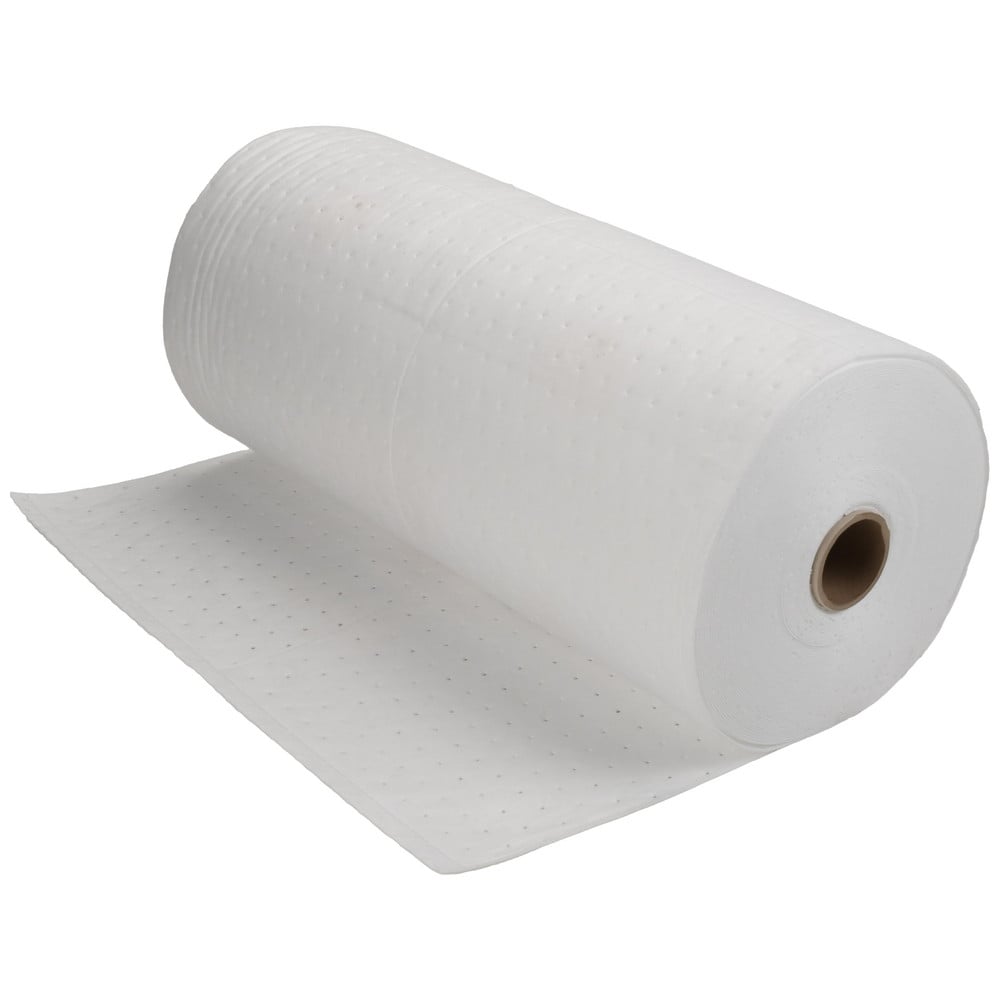 Sorbent Pad: Petroleum Based & Oil Only Use, 30" Wide, 150' Long, 48 gal, White