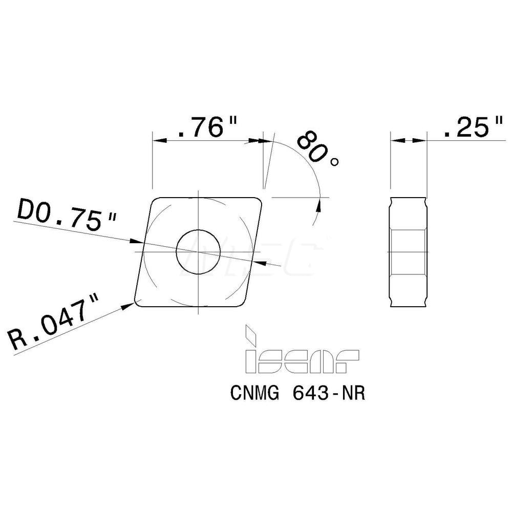 Iscar - Turning Insert: CNMG 643-NR, Carbide | MSC Direct