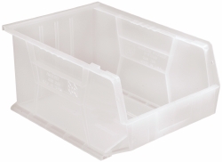 Quantum Storage 11" Wide x 16" Deep x 8" High Hopper Stacking Bin - Clear, Polypropylene, 75 Lb Capacity | Part #QUS255CL
