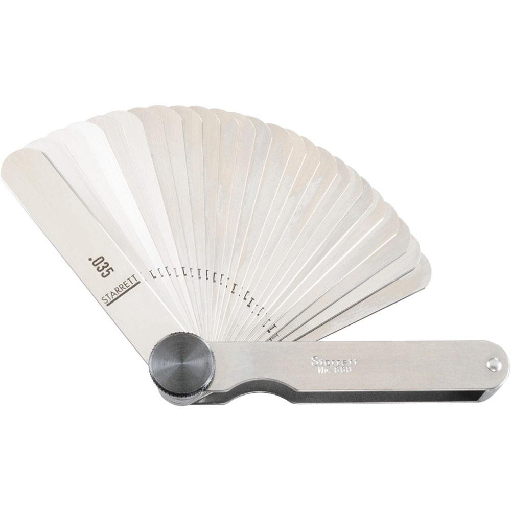 31 Piece, 0.0015 to 0.035" Thick, Parallel Feeler Gage Set - 3-1/32" Leaf Length, 1/2" Wide, Tempered Steel
