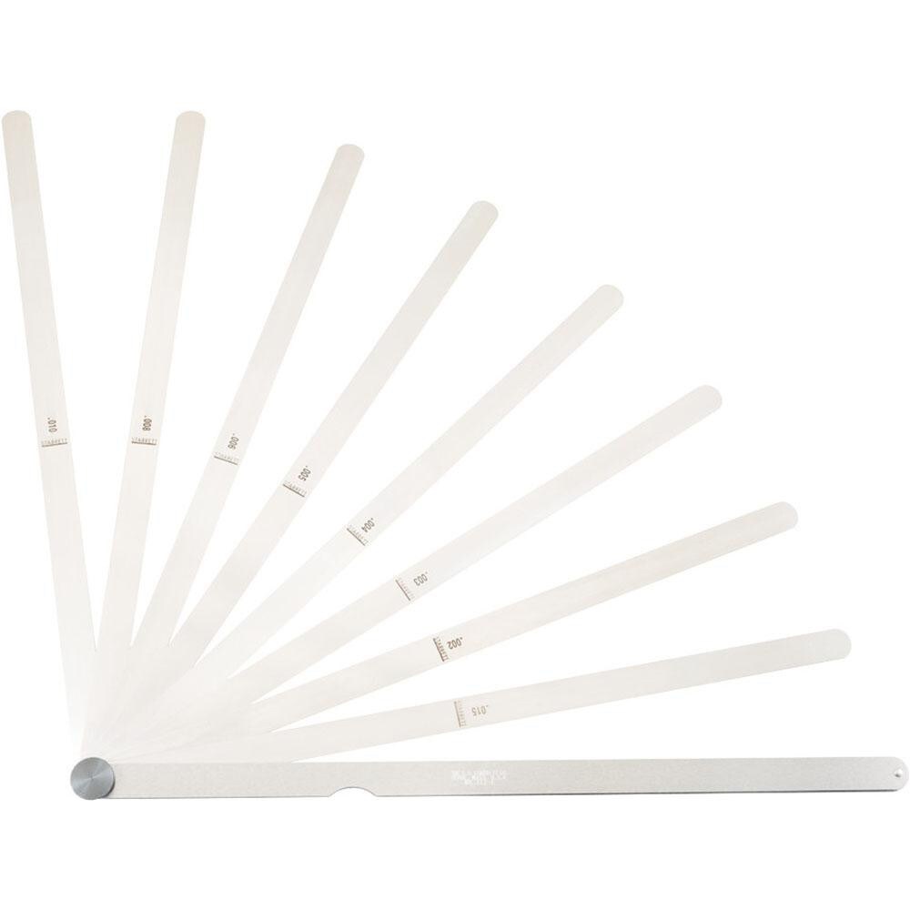 8 Piece, 0.002 to 0.015" Thick, Parallel Feeler Gage Set