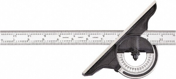 Bevel Protractors; Blade Length (Inch): 12 ; Minimum Angle Measurement: 00 ; Maximum Measurement (Degrees): 180.00 ; Dial Graduation (Degrees): 1.00 ; Material: Cast Iron ; Dial Range: 0-180; 0-180