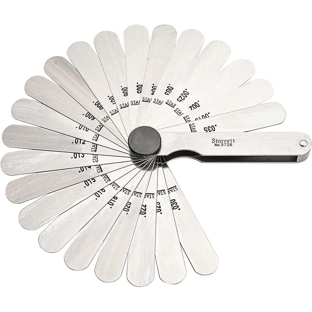 22 Piece, 0.0015 to 0.035" Thick, Parallel Feeler Gage Set