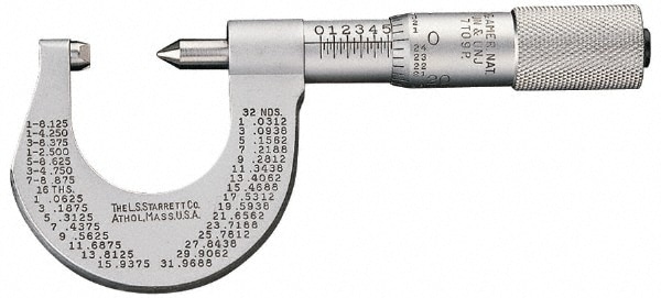 Starrett 56323 0 to 25mm Range, Mechanical Screw Thread Micrometer Image