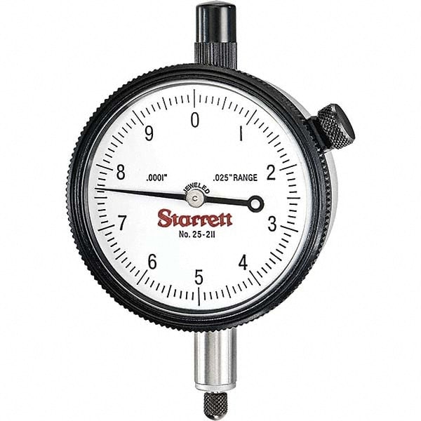 Starrett 53255 Dial Drop Indicator: 0 to 0.025" Range, 0-10 Dial Reading, 0.0001" Graduation, 2-1/4" Dial Dia Image