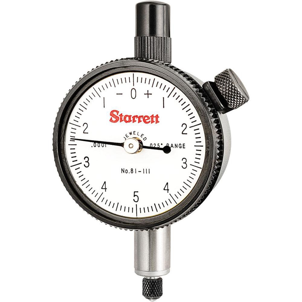 Starrett 53378 Dial Drop Indicator: 0 to 0.025" Range, 0-5-0 Dial Reading, 0.0001" Graduation, 1-11/16" Dial Dia Image