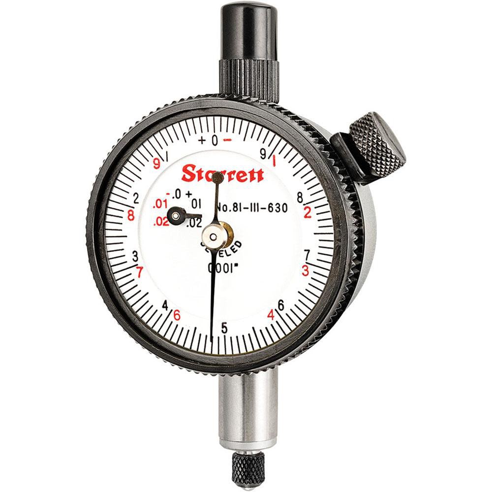 Starrett 53382 Dial Drop Indicator: 0 to 0.025" Range, 0-10 Dial Reading, 0.0001" Graduation, 1-11/16" Dial Dia Image