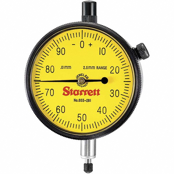 Starrett 2.5mm Range, 0100 Dial Reading, 0.01mm Graduation Dial Drop