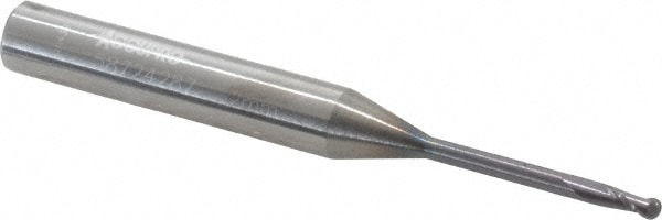 Accupro 12177252 Ball End Mill: 0.0787" Dia, 0.1969" LOC, 2 Flute, Solid Carbide 