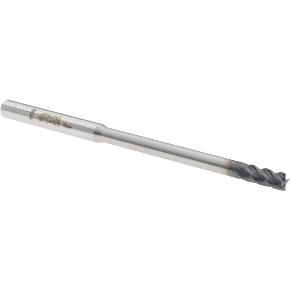 Square End Mill: 0.1969'' Dia, 0.3937'' LOC, 4 Flutes, Solid Carbide