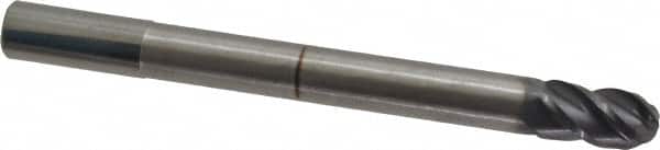 Accupro 12177250 Ball End Mill: 0.4724" Dia, 0.8661" LOC, 4 Flute, Solid Carbide 