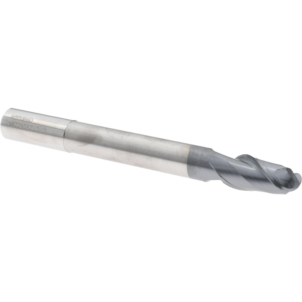 Ball End Mill: 5/8" Dia, 1-1/4" LOC, 2 Flute, Solid Carbide