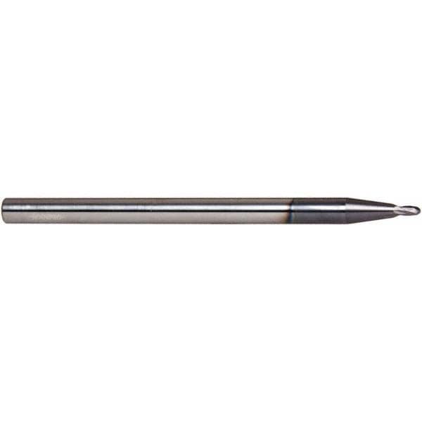 Ball End Mill: 0.0938" Dia, 0.0938" LOC, 2 Flute, Solid Carbide
