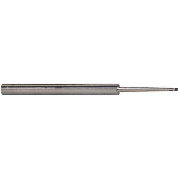 Ball End Mill: 0.06" Dia, 0.06" LOC, 2 Flute, Solid Carbide