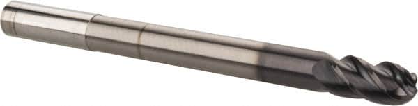 Accupro 12177180 Ball End Mill: 0.5" Dia, 1" LOC, 4 Flute, Solid Carbide 