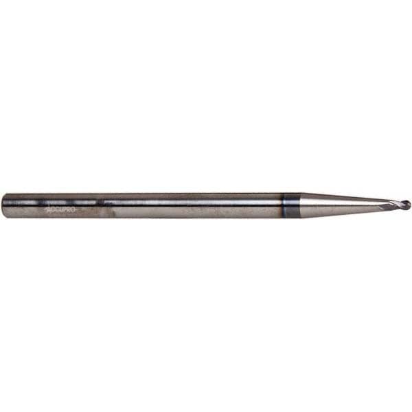 Ball End Mill: 0.0938" Dia, 0.0938" LOC, 2 Flute, Solid Carbide