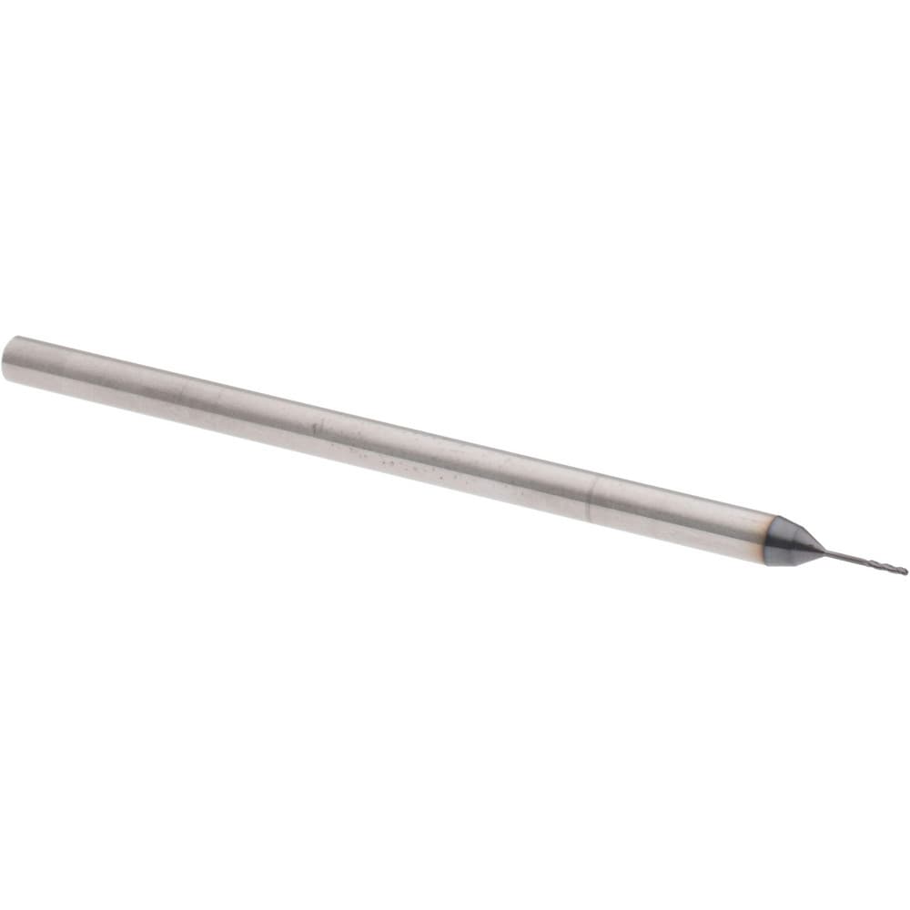 Ball End Mill: 0.02" Dia, 0.1" LOC, 3 Flute, Solid Carbide