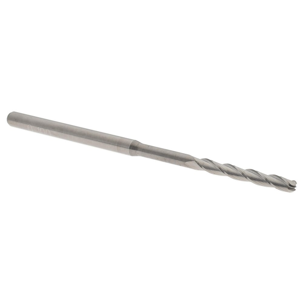 Ball End Mill: 0.1" Dia, 0.75" LOC, 3 Flute, Solid Carbide