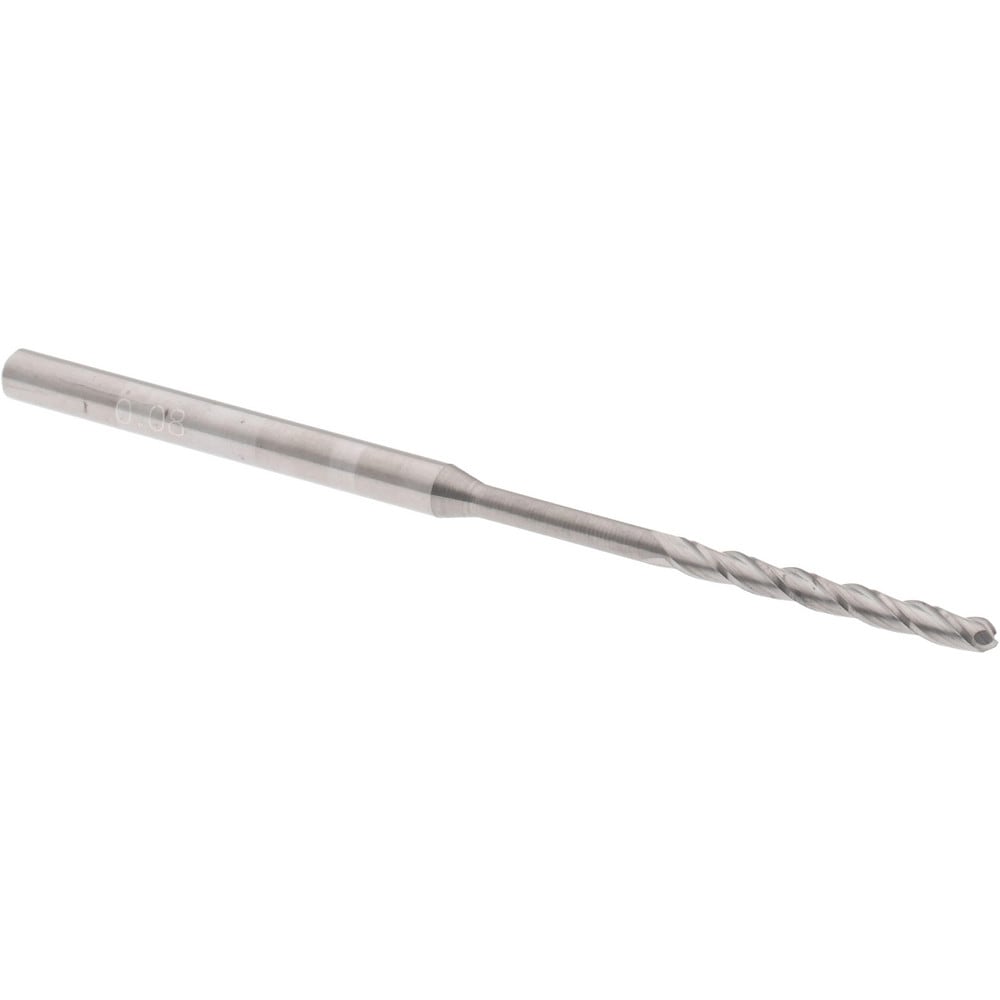 Ball End Mill: 0.08" Dia, 0.75" LOC, 3 Flute, Solid Carbide