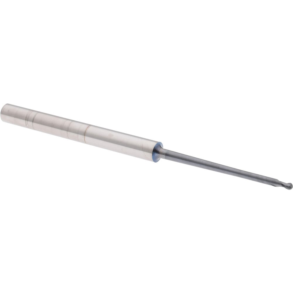 Ball End Mill: 0.08" Dia, 0.08" LOC, 2 Flute, Solid Carbide