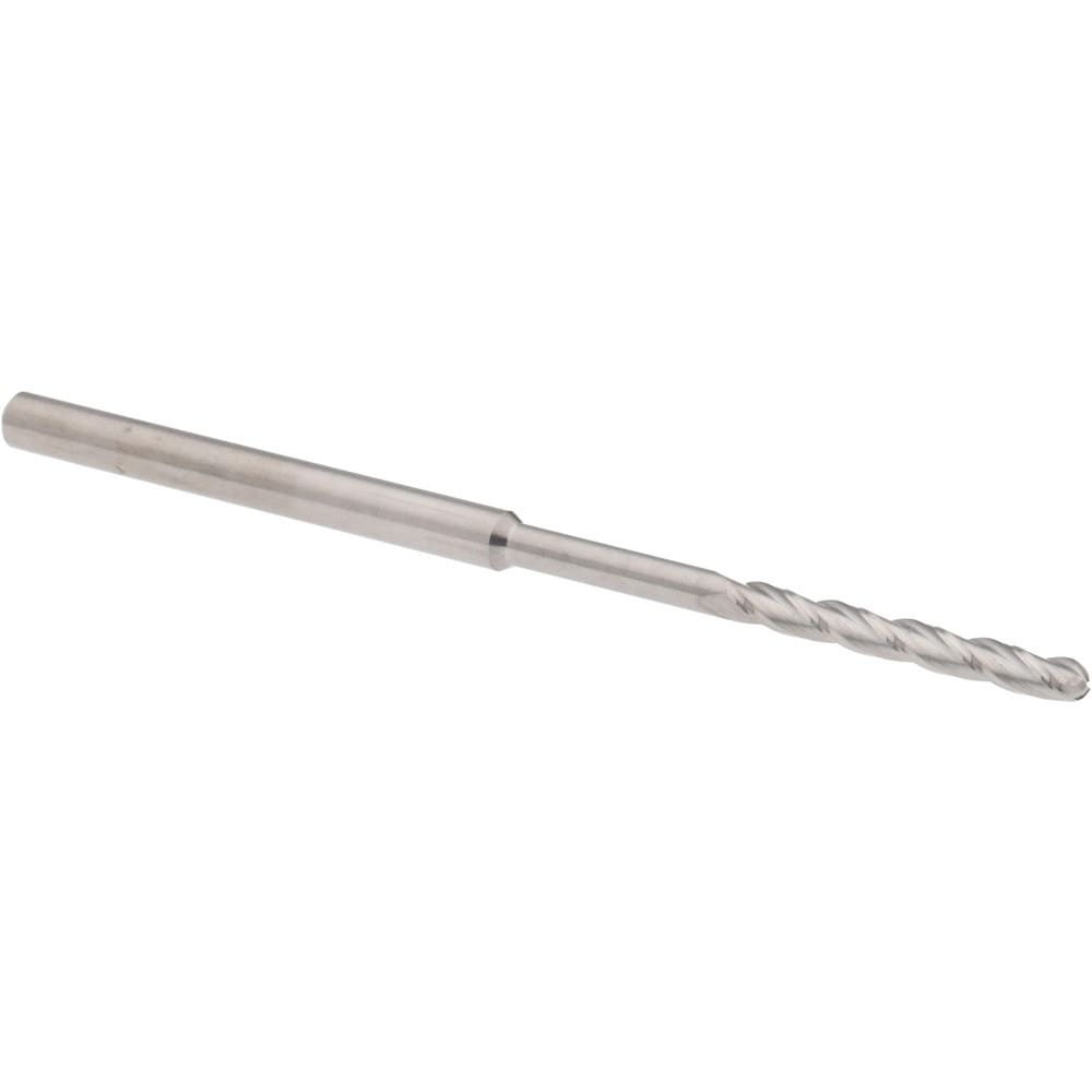 Ball End Mill: 0.09" Dia, 0.75" LOC, 3 Flute, Solid Carbide