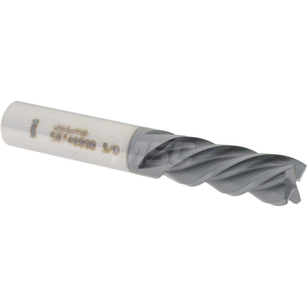 Accupro 12176977 Square End Mill: 3/8 Dia, 7/8 LOC, 3/8 Shank Dia, 2-1/2 OAL, 4 Flutes, Solid Carbide 