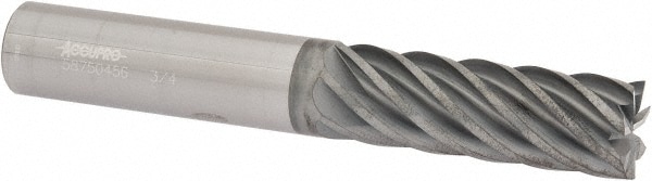 Accupro 12180832 Square End Mill: 3/4 Dia, 2-1/4 LOC, 3/4 Shank Dia, 5 OAL, 7 Flutes, Solid Carbide Image