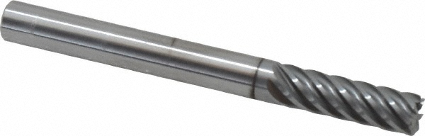 12180836 Corner Radius End Mill: 1/4" Dia, 3/4" LOC, 0.02" Radius, 7 Flutes, Solid Carbide  