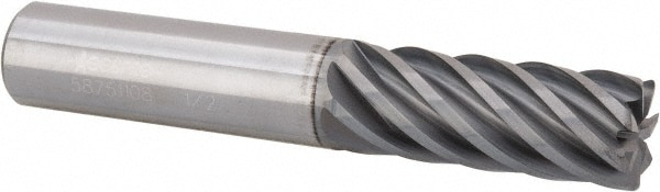 Accupro 12180849 Corner Radius End Mill: 1/2" Dia, 1-1/4" LOC, 0.03" Radius, 7 Flutes, Solid Carbide 