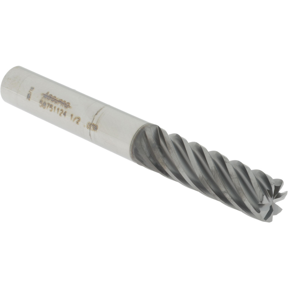 12180850 Corner Radius End Mill: 1/2" Dia, 1-5/8" LOC, 0.03" Radius, 7 Flutes, Solid Carbide  