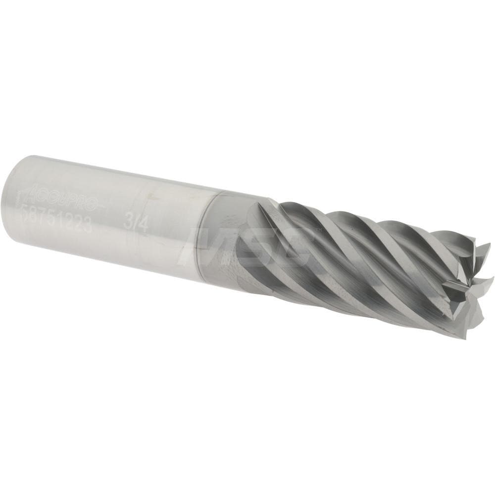 Accupro 12180831 Square End Mill: 3/4 Dia, 1-5/8 LOC, 3/4 Shank Dia, 4 OAL, 7 Flutes, Solid Carbide Image