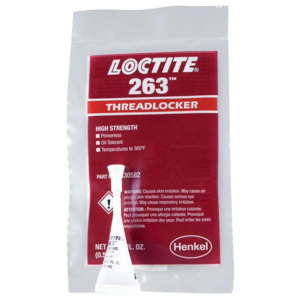 Loctite 263 Threadlocker, 0.5 ml Bottle - Red, high-strength, primerless threadlocker liquid | Part #1330582